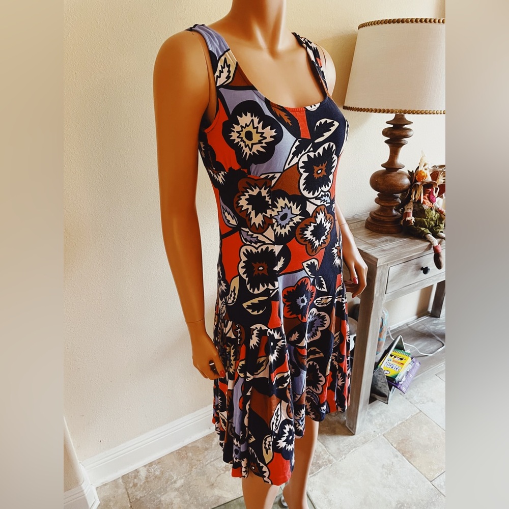 DVF Diane von Furstenberg Geometric Print Silk knit tank dress 4 S Small
